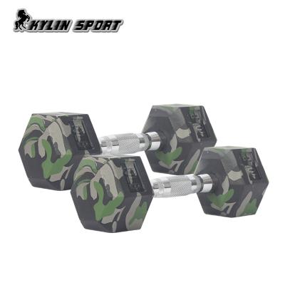 China Universal Kylinsport Dunbells Hexagon Dumbbell Camouflage Hex Dumbbell Set for sale