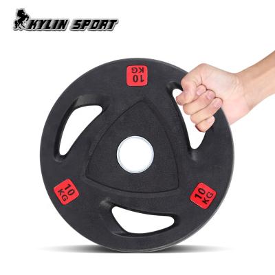 China Kylinsport Tri Handle Weight Plate 10kg 15kg 20kg 25kg Universal Home Gym Weight Plate Equipment Custom Weight Plates for sale