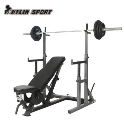 China Gym Kylinsport Adjustable Squat Rack with Spotters and Dip Bars Squat Rack Bench Press Racks for sale