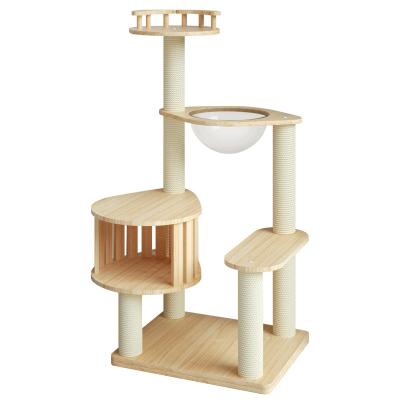 China Factory Wholesale Wooden Sisal Climbing Frame Pet Cat Scratching Post Jumping Cat Toy Viable for sale