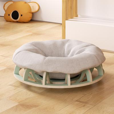 China Factory Sale Sustainable Durable Raised Round Wooden Pet Bed Frame For Dogs And Cats for sale