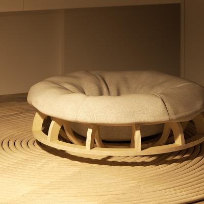 China OEM Sustainable Pet Round Lounge Sleeping Bed Classic Elegant Wooden Cat House For Small Dog Cat for sale