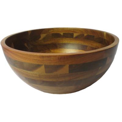 China Viable Most Popular Round Salad Bowl With Wooden Handle Multi Function Salad Serving Bowl for sale