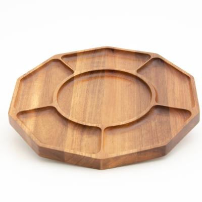 China Sustainable Modern Smooth Slab Wood Plate Loaders Good Quality Round Edge Function Dish For Steak for sale