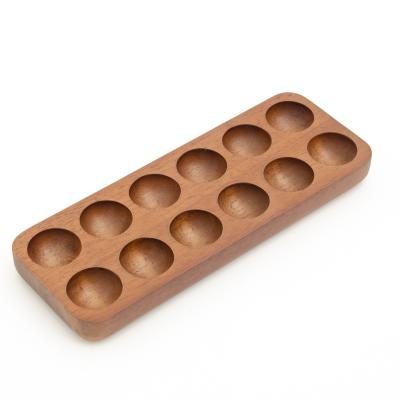 China Durable High Quality Anti-Corrosion Dustproof 12 Holes Lunch Tray Acacia Wood for sale