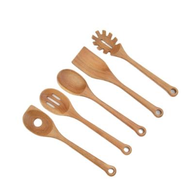 China Viable Engrave Or Customized Irregularity Acacia Wood Cookware Wooden Utensils Set for sale