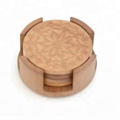 China Sustainable Favorable Practical Material Acacia Wood Coaster Handmade Wooden Coaster Candle Coaster for sale