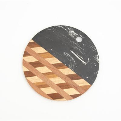 China Viable Round Heat Insulated Acacia Marble Cutting Board Kitchen Rubber Marble Round Cutting Board for sale