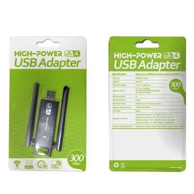 China High Quality Desktop Wireless Wifi Adapter 2.4GHz 300Mbps USB Network Card for sale