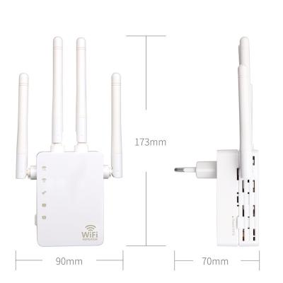 China 1200Mbps 2.4Ghz/5Ghz 4 Antenna Dual Band Wifi Repeater Using For Wireless Router 172*90*70mm for sale