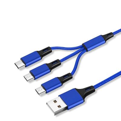 China MP3 / MP4 Player Low Price Nylon Braided 3 In 1 Mobile Phone USB Quick Charging Cable for sale