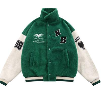 China BILLIONS 2022 Custom Mens Letterman Sherpa Flecce Jacket Green Sherpa Jacket Reversible for sale