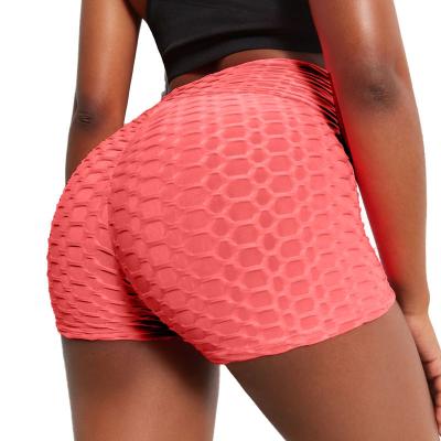 China OEM Waist Gym Hip Women Sports Shorts Logo Stretchy Yoga Shorts Elastic Anti-Wrinkle Wholesale Slim Dyed Booty Shorts For Girls for sale