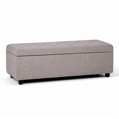 China Wooden Storage Ottoman Tray Furniture Seat Poof Bed Box Chair Bench Stool Multifunctional Modern Fabric Tufted Long Cube for sale