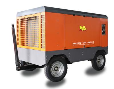 China OIL-LESS 75 KW Mobile Air Compressor for Drilling Well Diesel Engine Screw Air Compressor with Wheels for sale