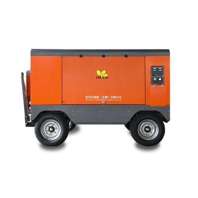 China OIL-LESS Diesel Engine Mining Portable Screw Air Compressor With Jack Hammer for sale