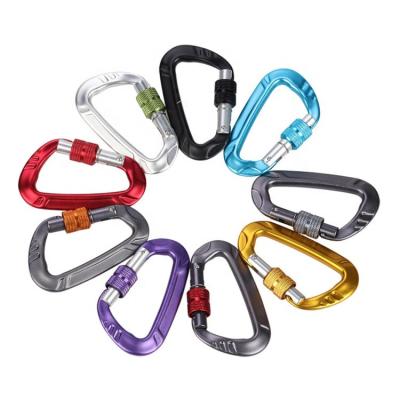 China 12kn Industry General Metal Dog Leash Carabiner Hook Clip Rope Lead Snap Colored Aluminum Shaped Screw Lock Carabiner for sale