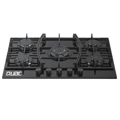 China Hot sale China Zhongshan hotel cooktop tempered glass kitchen built in 5 burner 90cm gas stove for sale