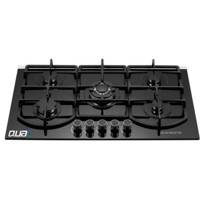 China Hot sale China Zhongshan hotel cooktop tempered glass kitchen built in 5 burner gas hob for sale