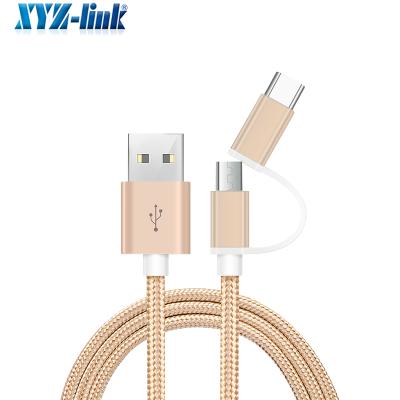 China Wholesale MP3/MP4 Player 2 in 1 Mobile Phone Charger Nylon Braided Cable For iPhone/Type C/Micro for sale