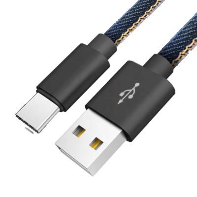 China 25CM lattice usb cable for type c 25CM denim 2.4A lattice best selling usb cable fast charging data cable for type C for sale