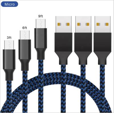 China Charging& 2021 Hot Selling Micro Data Usb Cable Charger Braided Cable 3ft 6ft 10ft for sale