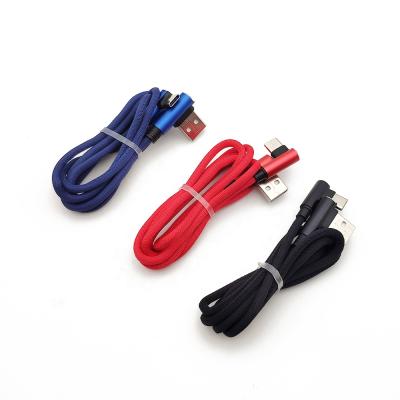 China 90 Degree Cotton USB Quick Charging Braided Cable For iPhone/ Type C Hot Selling Quick Charging 90 Degree Cotton USB Braided Cable For iPhone/ Type C for sale