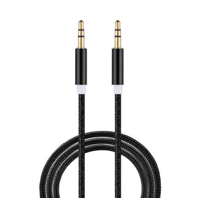 China AUX cable ready running male. to Male 3.5mm Car Audio Cable 1M Nylon Braided Material Audio Cable for AUX Cable. mini speaker earphone for sale