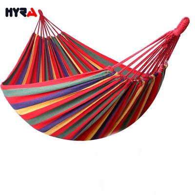 China Hyra Cotton Hammock Stocked Comfy Fabric Hammock With Tree Straps For Hanging Durable for sale