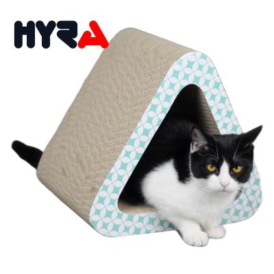 China Hyra 3-Sided Cat Scratching Board Triangle Cat Scratcher Vertical Multi Angle Stocked Cat Scratch Pad Ready To Use for sale