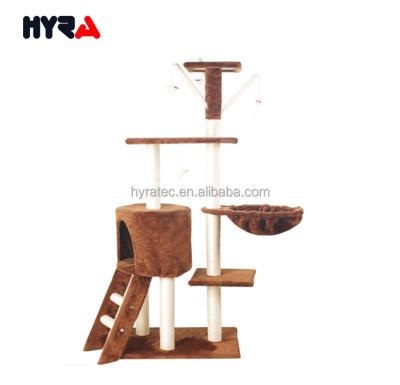 China Hyra Stocked Cat Tree Multi-Level Cat Tower for Indoor with Hammock Basket and Kitten Toys for sale