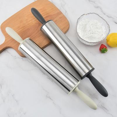 China Sustainable Wholesale Manjia Kitchen Supplies Instrument Stainless Steel Rolling Pin Flour Tools for sale