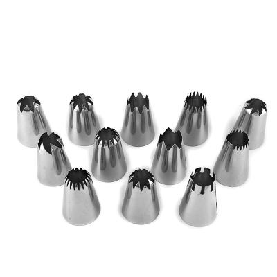 China Manjia Stainless Steel Large Size Cake Decorating Tip Icing Spout Cupcake Tools 12 Pcs Cake Spout Icing Pissing Tip Set for sale