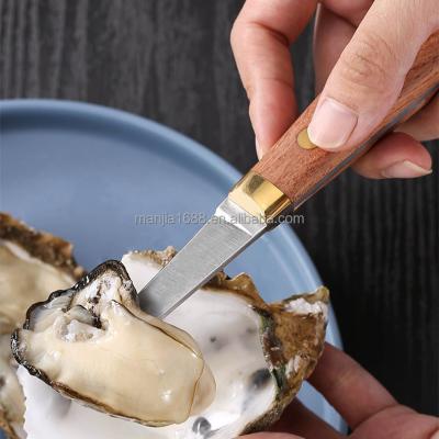 China Manjia High Quality Viable Stainless Steel Seafood Tools Wood-Handle Opener For Shrimp Lobster Oyst Shelling Knife for sale