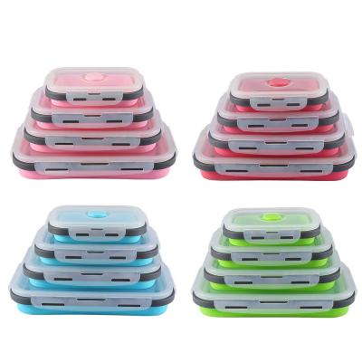 China Manjia Quality Assurance Microwavable Silicone and Plain Collapsible PP Food Storage Containers for Home Kitchen Silicone Lunch Box Crisper for sale