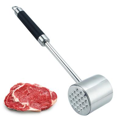 China Manjia Viable 304 Stainless Steel Hammer Meat Tenderizer Mallet Tool Double-Sharp-Sided Tenderizers Softener For Tenderizing Steak for sale