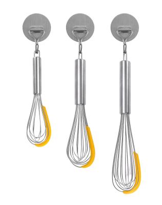 China Manjia Viable Cooking Stir 2 in 1 Egg Beater with Silicone Scraper Egg Separator Hand Mixer Wire Balloon Egg Beater for sale