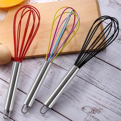 China Manjia Stainless Steel Kitchen Flask Beater Egg Beater Tool Hand Mixer Viable Custom Mixer Egg Beater for sale