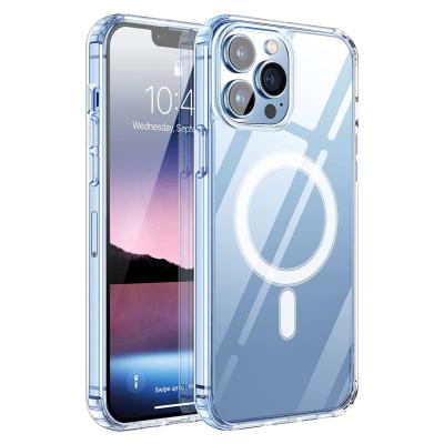 China Magsafing Shockproof Clear Black Phone Case For iphone 13 pro New Max Transparent Clear Acrylic tpu Magnetic Phone Case For iphone 12 11 pair for sale