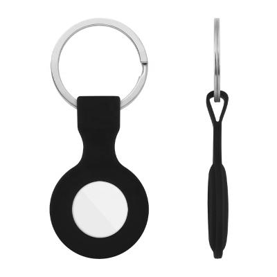 China Silicone Shockproof Soft Case Cover Device For Airtag Case Rubber Silicone Key Chain Hang Tags With Keyring for sale