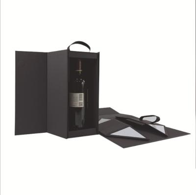 China Custom Materials Logo Black Cardboard Wine Gift Recycled Paper Portable Paper Box for sale