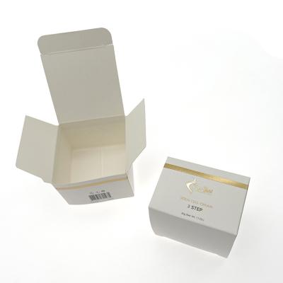 China Recycled Materials Customized Product Packaging Small White Box Packaging, Gold Foil Logo Cardboard Cosmetic Paper Box for sale