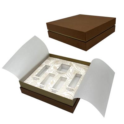 China Custom Recycled Materials Grain Pattern Paperboard Wood Textured Paper Skin Care Cosmetic Packaging Gift Box for sale