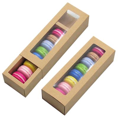 China Recycled Materials Custom Logo Kraft Paper Cake Donut Empty Cookie Sliding Paper Packaging Boxes With Clear PVC Window for sale