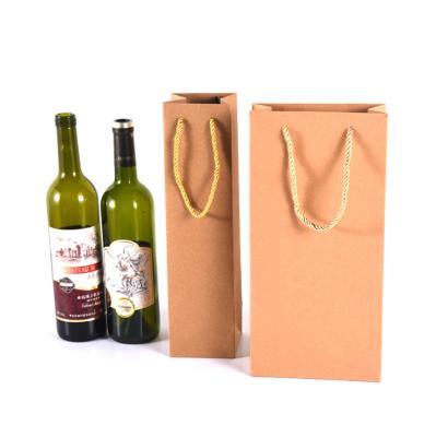 China Recyclable Luxury Eco Friendly Customized Paper Gift Wrapping Paper Champagne Beer Bottle Wine Bottle Bags With Handle for sale