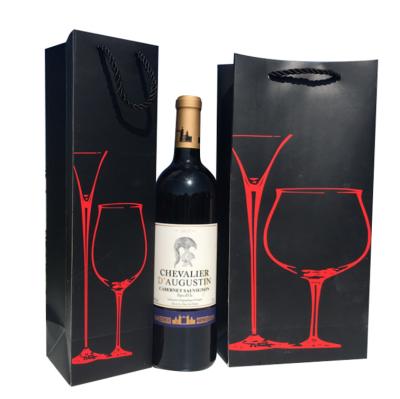 China Customized single paper bag black gold recyclable hot aluminum foil bag logo bottle red wine for sale