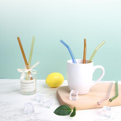 China Sustainable Premium Reusable Multicolor Food Grade Glass Straight/Curved Shape Drinking Straw for sale