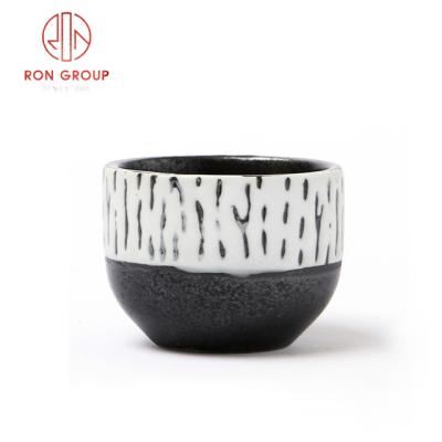 China Best Disposable Selling Custom White Black No Handle Japanese Ceramic Sake Cup for sale