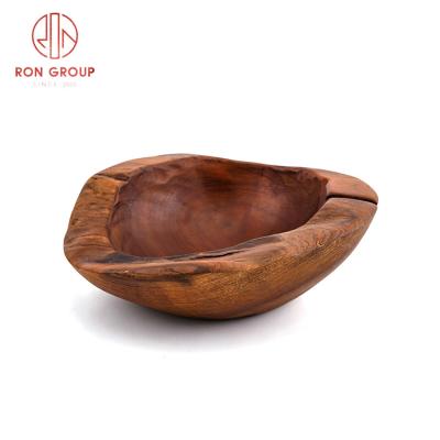 China Stocked Hot Selling Handmade Wooden Salad Bowl Set Melanocratic Teakwood Wooden Bowl for sale