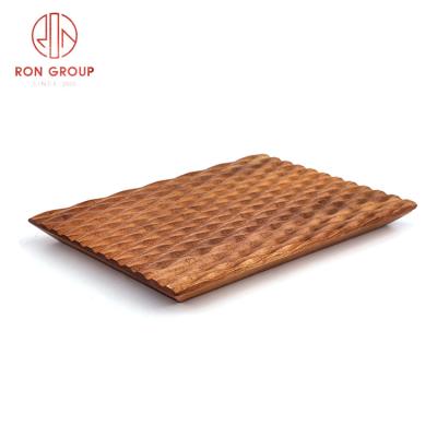 China Stocked Hot Selling Amazon Wooden Serving Trays Wave To Shape Wooden Tableware For Food for sale